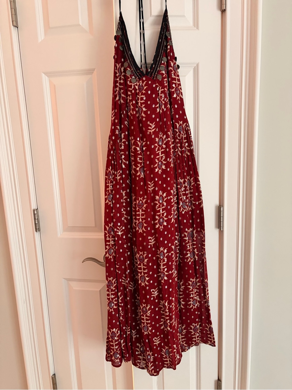 ZARA Bohemian Red Floral Maxi Dress